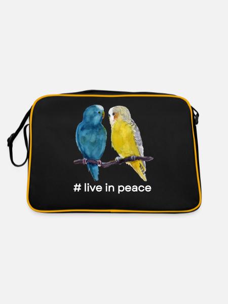 Vivre en paix Perroquet Drapeau ukrainien Amour - Sac Retro - noir/or - Dos