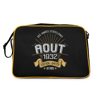 Août 1932 91 Ans Anniversaire Vintage Cadeau - Sac Retro - noir/or - Dos