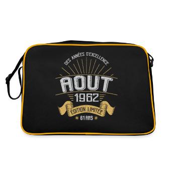 Août 1962 61 Ans Anniversaire Vintage Cadeau - Sac Retro - noir/or - Dos