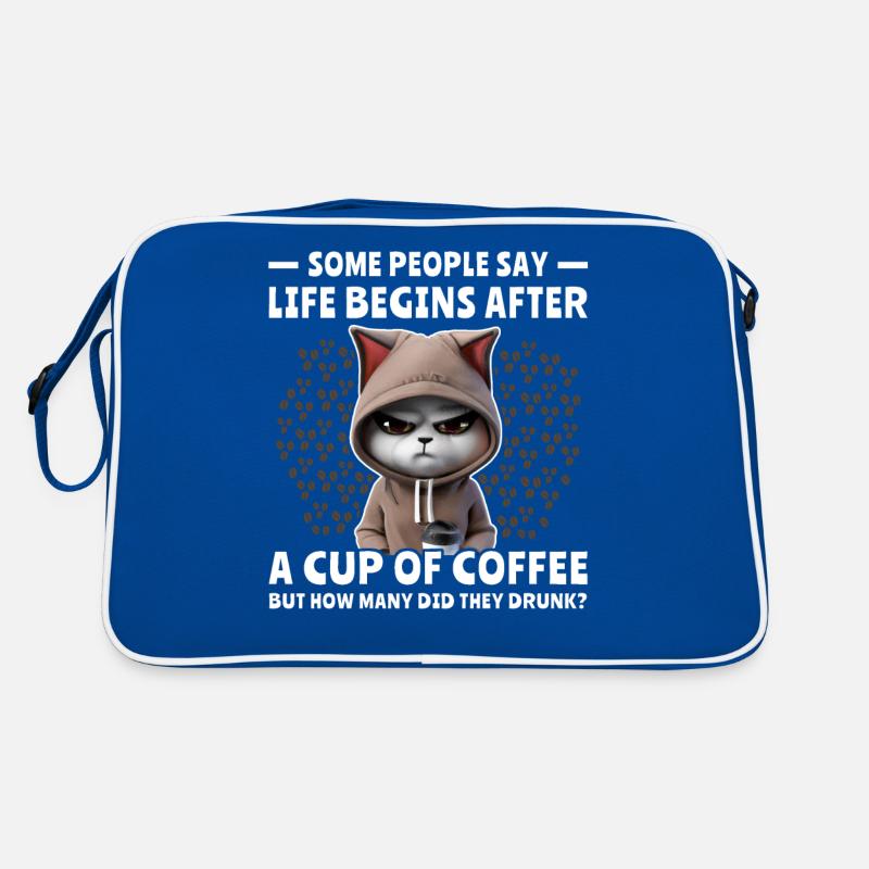 Coffee Cat Coffee Drinker Retro Bag