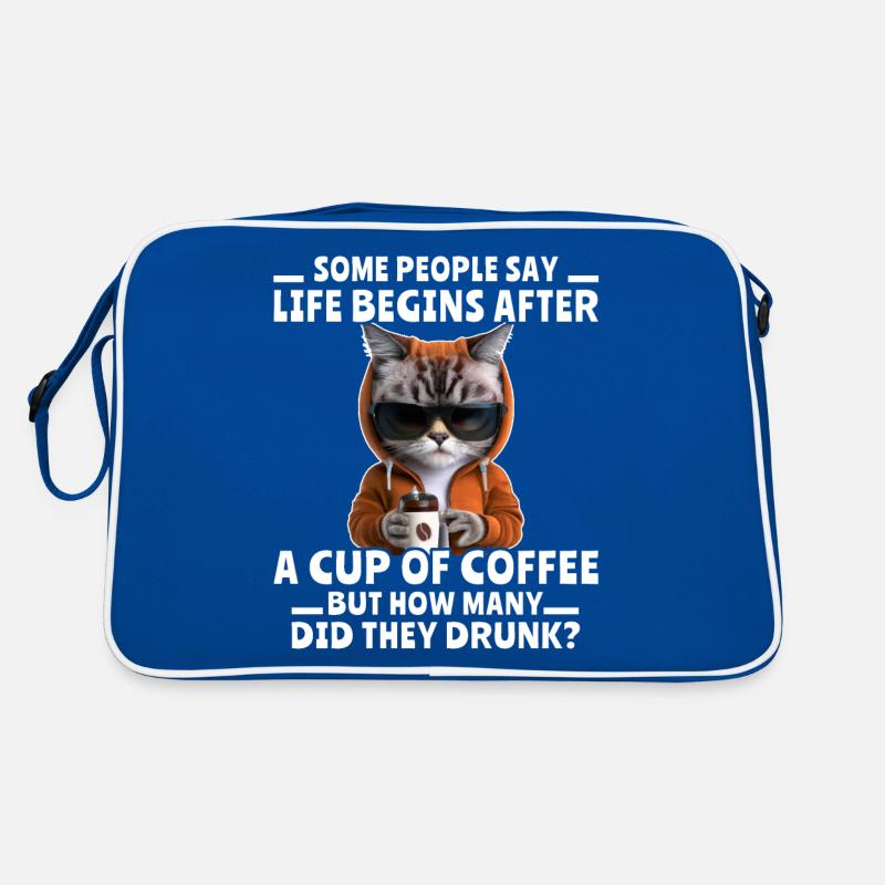 Coffee Cat Coffee Drinker Retro Bag