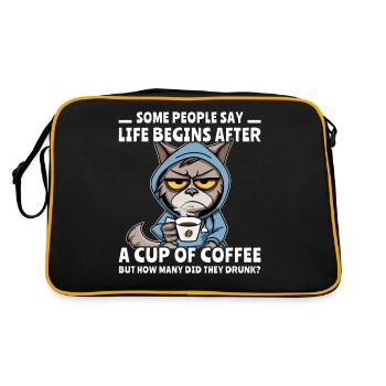 Coffee Cat Coffee Drinker - Retro Bag - black/gold - Back