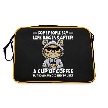 Coffee Cat Coffee Drinker - Retro Bag - black/gold - Back