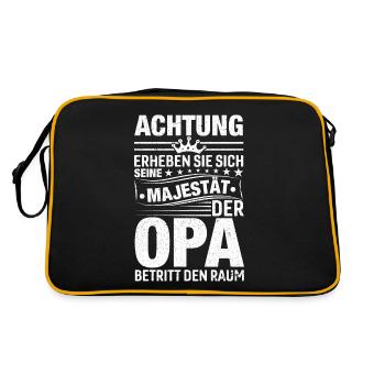 Achtung Erheben Sich Sein Majestät Der Opa - Retro Tasche - Schwarz/Gold - Hinten