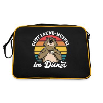 Bär Kaffee Bärchen - Retro Tasche - Schwarz/Gold - Hinten