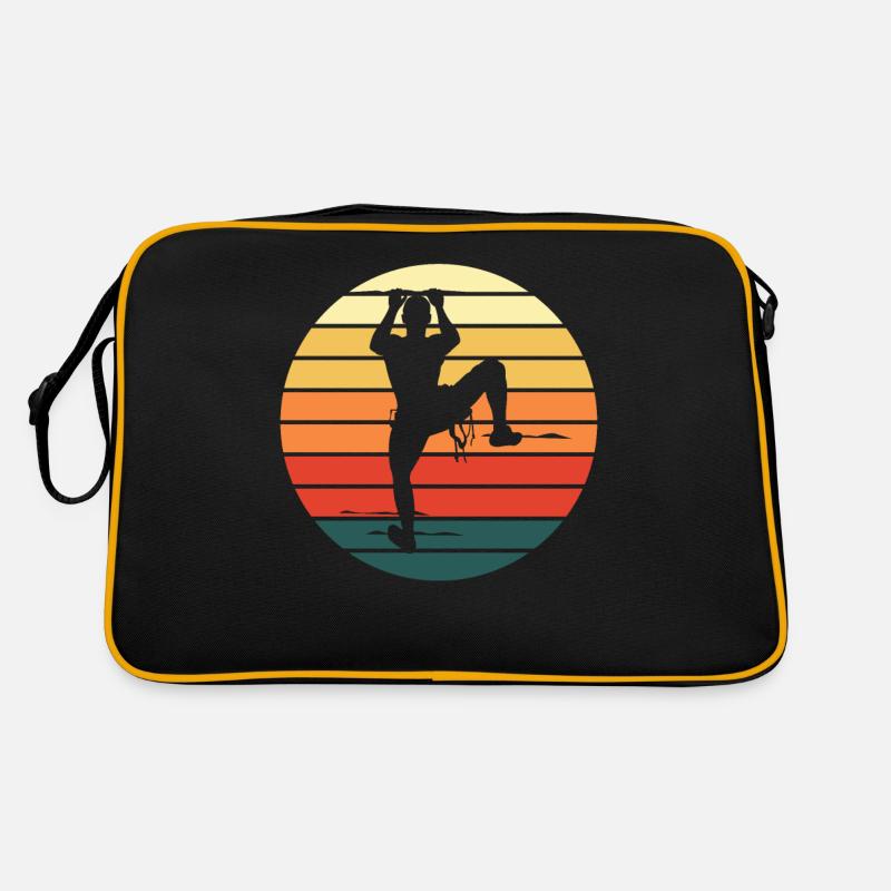 Klettern Bergsteigen Retro Vintage Geschenk - Retro Tasche - Schwarz/Gold