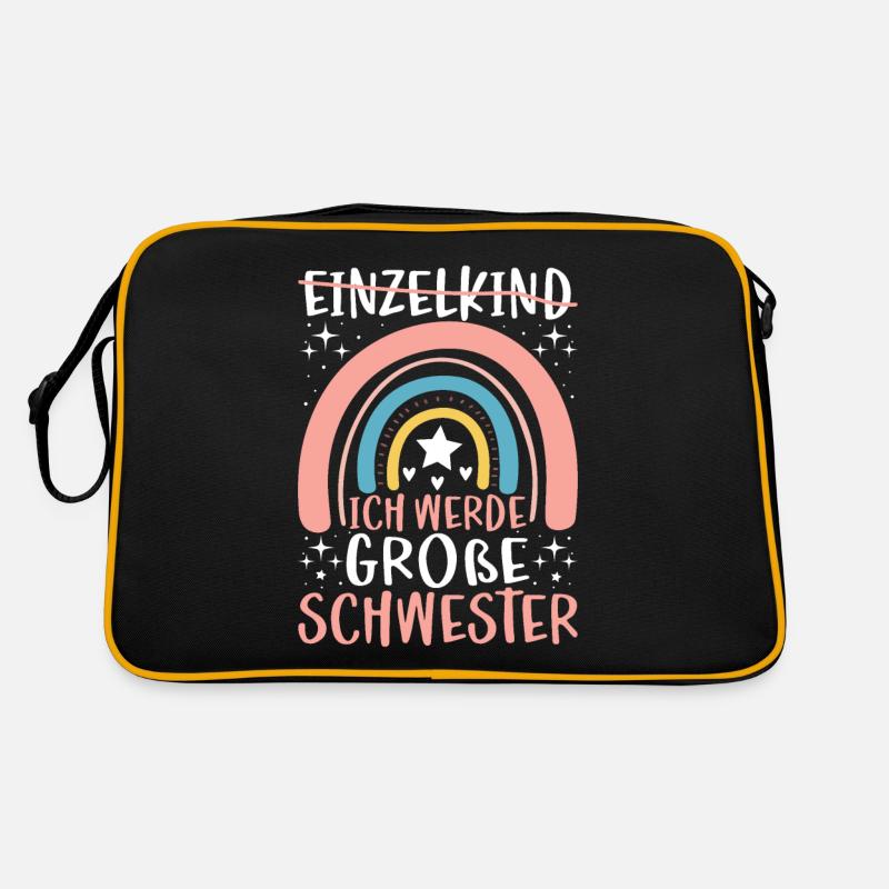 Ich Werde Große Schwester - Retro Tasche - Schwarz/Gold