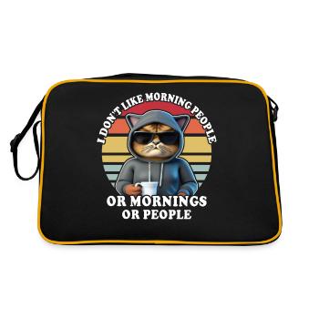 Cat drinks coffee Morning grouch - Retro Bag - black/gold - Back