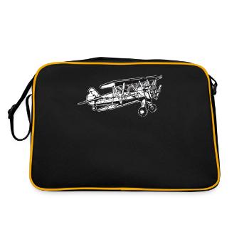 Biplane Airplane Pilot Flight Instructor Gift - Retro Bag - black/gold - Back