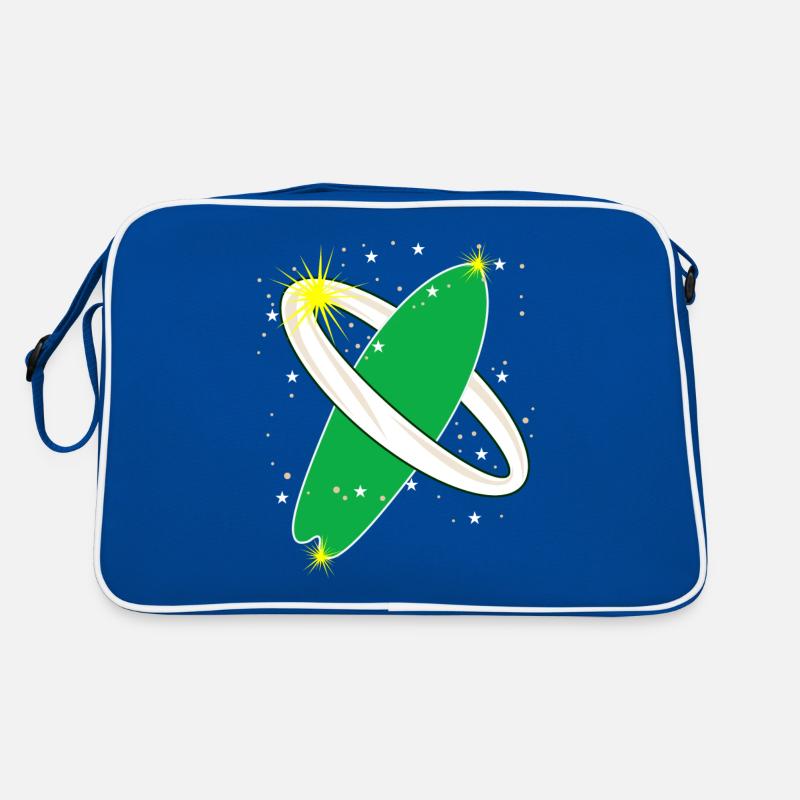 Surfboard im Weltraum Surfer Retro Tasche