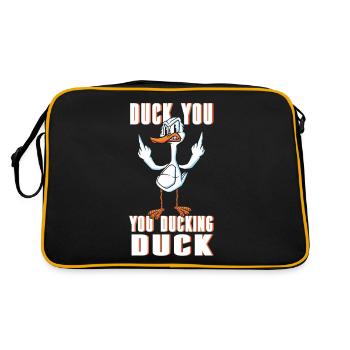 Ente Du Du Ente Duck Witz Prank - Retro Tasche - Schwarz/Gold - Hinten