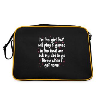 Softball Player Baseball Sport Pitcher Gift - Retro Bag - black/gold - Back