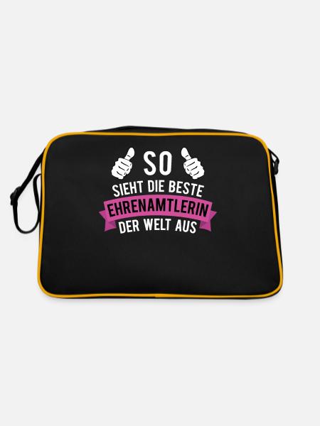 Ehrenamt Beste Ehrenamtlerin Spruch Geschenk - Retro Tasche - Schwarz/Gold - Hinten