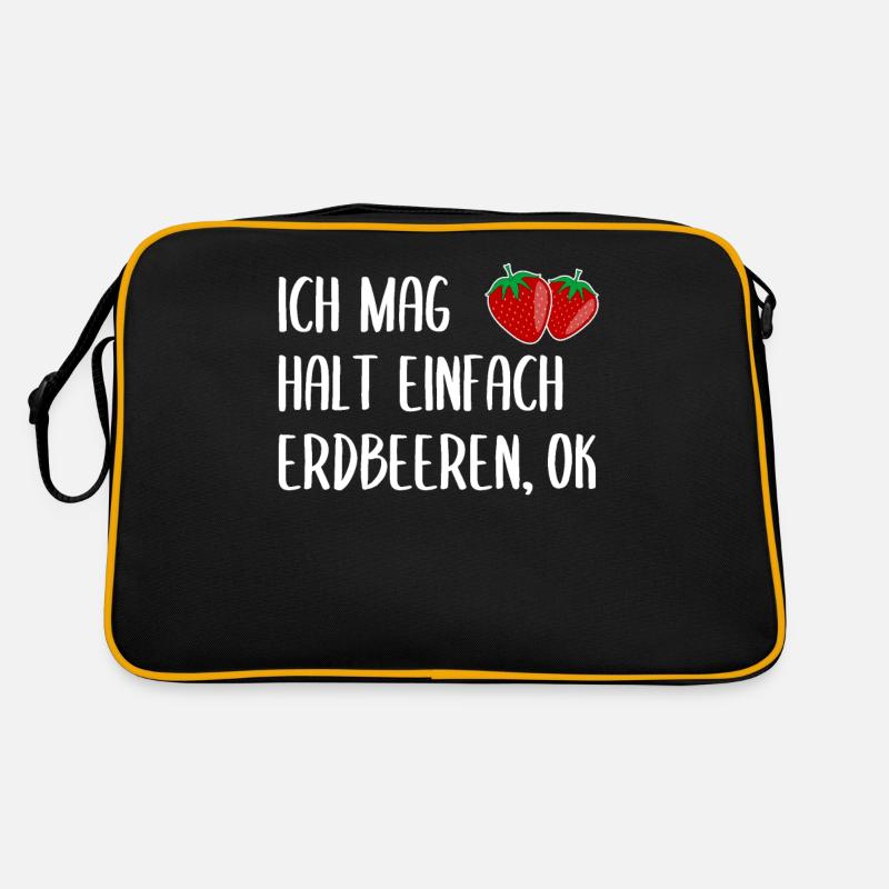 Erdbeere Lustiger Spruch Sommer Frucht Obst - Retro Tasche - Schwarz/Gold