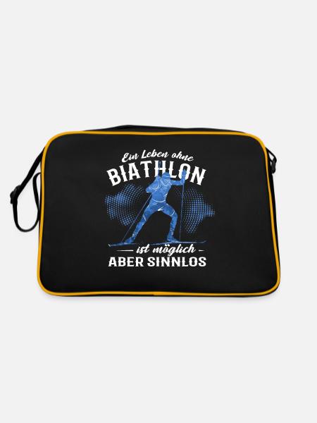 Biathlon Sportart Sport Wintersport Herren - Retro Tasche - Schwarz/Gold - Hinten