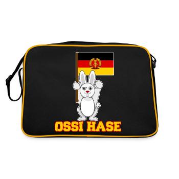 Hasen Ossi Hase Ostdeutschland Kaninchen - Retro Tasche - Schwarz/Gold - Hinten