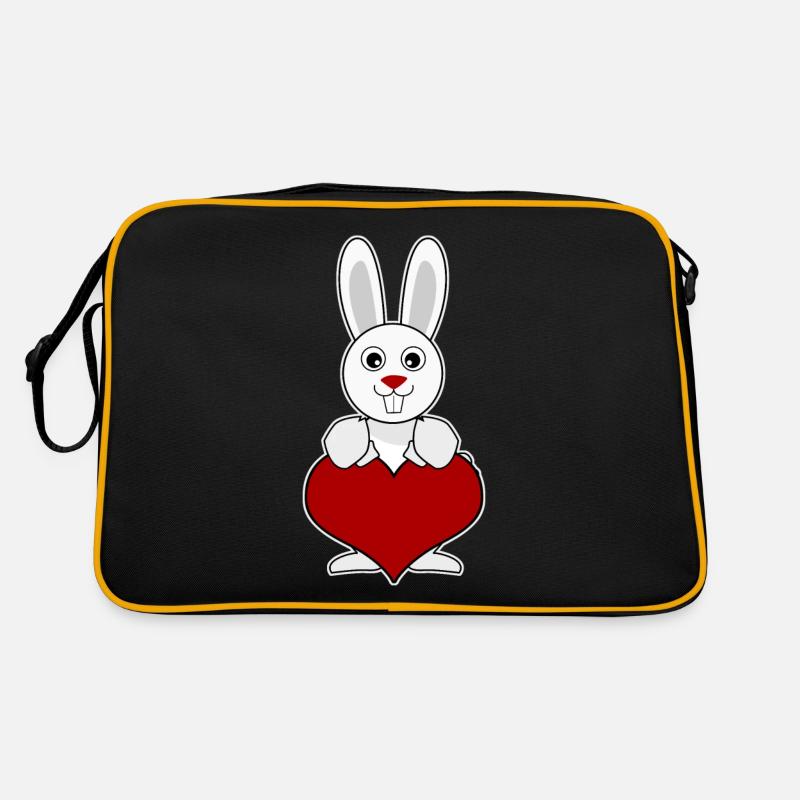 Hase Herz Hasen - Retro Tasche - Schwarz/Gold