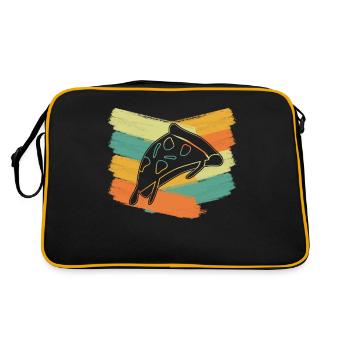 Pizza retro Pizzaria Pizzabäcker - Retro Tasche - Schwarz/Gold - Hinten