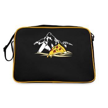 Pizza Wanderer Wanderung Wandern Pizzen - Retro Tasche - Schwarz/Gold - Hinten