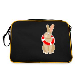 Hase mit Rettungsring - Retro Tasche - Schwarz/Gold - Hinten