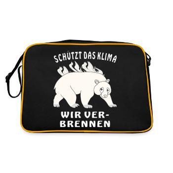 EISBÄR SCHÜTZT DAS KLIMA WIR VERBRENNEN - Retro Tasche - Schwarz/Gold - Hinten