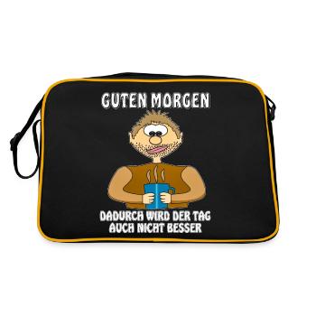 MENSCH COMIC GUTEN MORGEN - Retro Tasche - Schwarz/Gold - Hinten