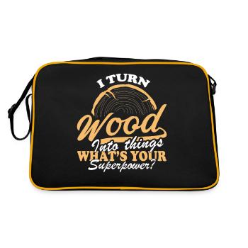 Je transforme le bois en choses superpuissance drôle - Sac Retro - noir/or - Dos