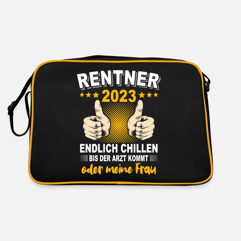 Rente 2023 Ruhestand Rentner - Retro Tasche - Schwarz/Gold