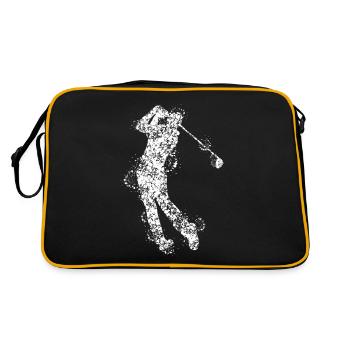 Golf Abschlag Golfspieler Golfer - Retro Tasche - Schwarz/Gold - Hinten