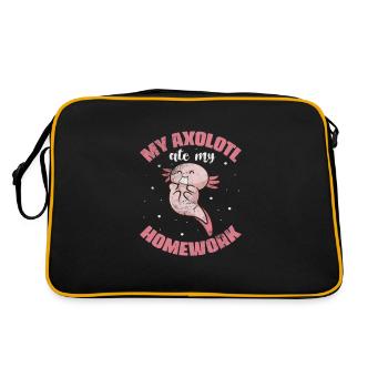 Axolotl Wassertier Wasser Geschenk - Retro Tasche - Schwarz/Gold - Hinten