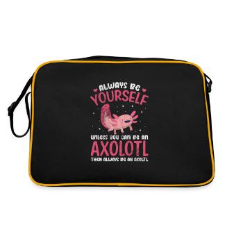 Axolotl Wassertier Wasser Geschenk - Retro Tasche - Schwarz/Gold - Hinten