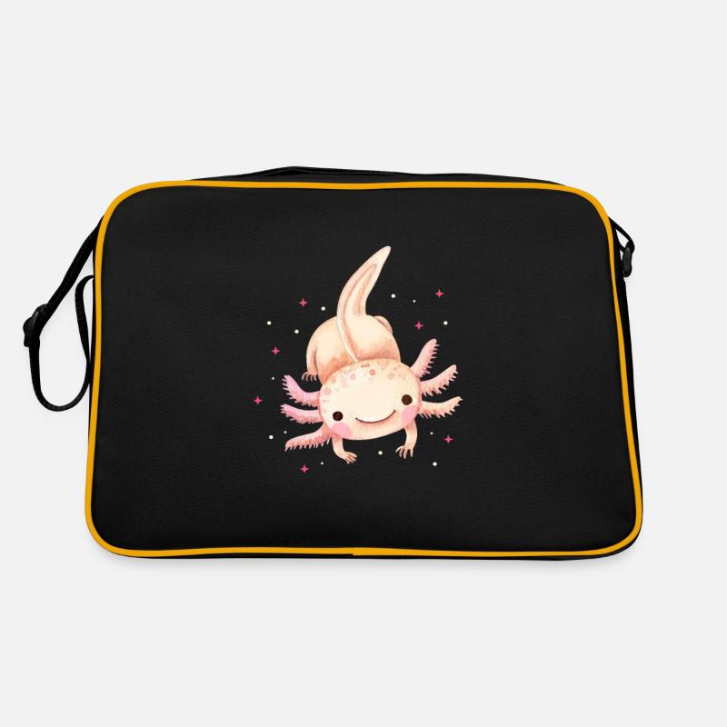 Axolotl - Retro Tasche - Schwarz/Gold