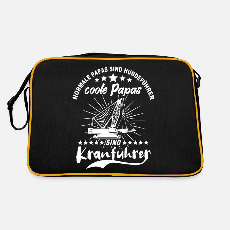Kranfahrer Papa Kran - Retro Tasche - Schwarz/Gold