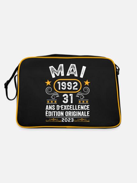 Anniversaire Vintage Idée Cadeau Mai 1992 31 - Sac Retro - noir/or - Dos