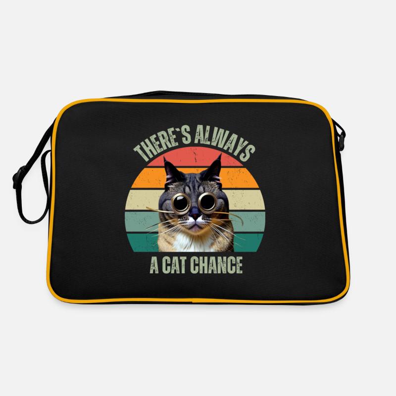 Es gibt eine Chance auf eine Katze - Retro Tasche - Schwarz/Gold