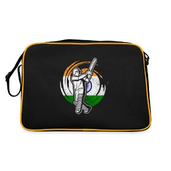 Cricket India Sport Cricket Bat Team Gift - Retro Bag - black/gold - Back