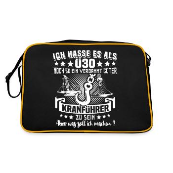 Kranführer 30. Geburtstag Ü30 Jahre Kran - Retro Tasche - Schwarz/Gold - Hinten