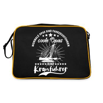 Kranfahrer Opa Kran - Retro Tasche - Schwarz/Gold - Hinten