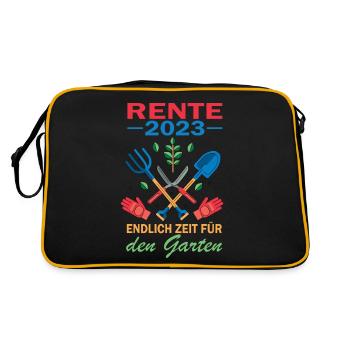 Rente 2023 Endlich Zeit Für Den Garten - Retro Tasche - Schwarz/Gold - Hinten