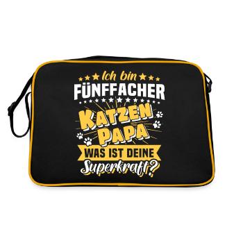 Fünffacher Katzenpapa Katze Papa - Retro Tasche - Schwarz/Gold - Hinten
