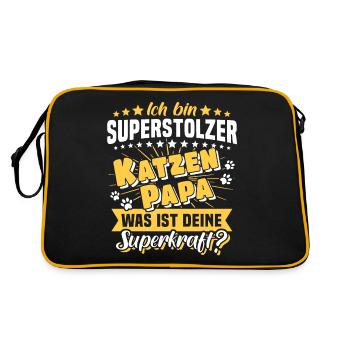 Katzenpapa Katze Papa - Retro Tasche - Schwarz/Gold - Hinten
