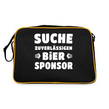 Bier Trinken Saufen Feiern Biersprüche - Retro Tasche - Schwarz/Gold - Hinten