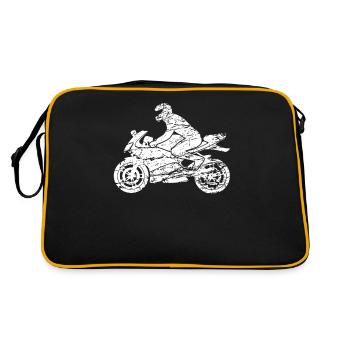 Motorcyclist With Motorcycle Helmet Motorcycle Gift - Retro Bag - black/gold - Back