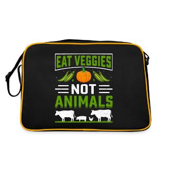 Eat veggies not animals - Retro Bag - black/gold - Back