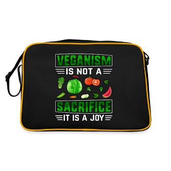 Veganism is not a sacrifice it is a joy - Retro Bag - black/gold - Back