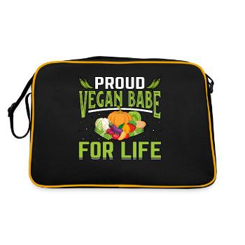 Proud vegan babe for life - Retro Tasche - Schwarz/Gold - Hinten