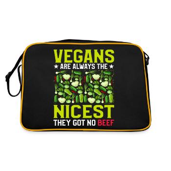 Vegans are always the nicest they have no beef - Retro Tasche - Schwarz/Gold - Hinten