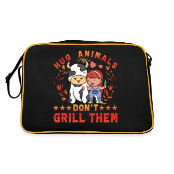 Hug Animals don't grill them Vegan - Retro Bag - black/gold - Back