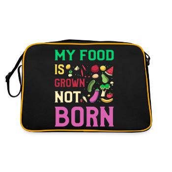 My Food is grown not born Vegan - Retro Tasche - Schwarz/Gold - Hinten