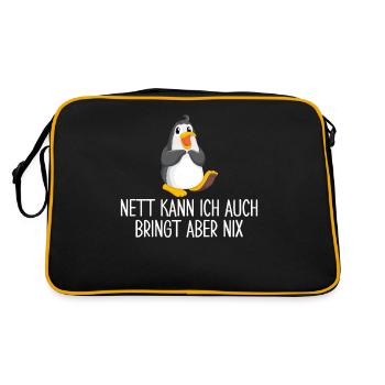 Nett Kann Ich Auch Bringt Aber Nix - Retro Tasche - Schwarz/Gold - Hinten